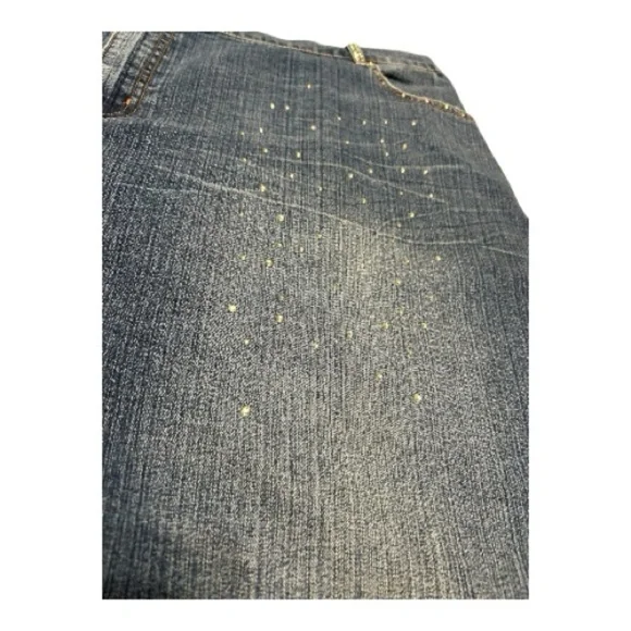 Venezia Blue Denim Mini Skirt with Gold Accents - Picture 6 of 7